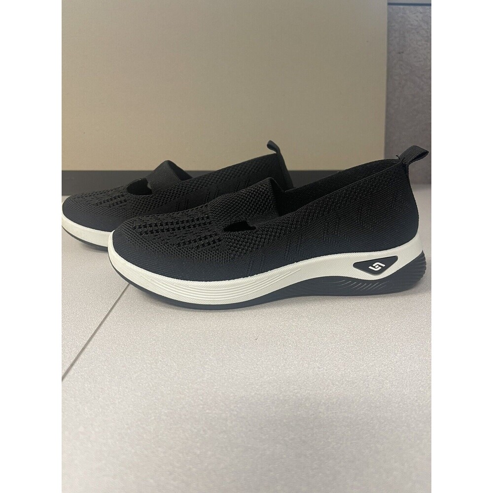 Black Breathable Slip On Sneakers.  1 & 1/2 Inch. Size 6.5